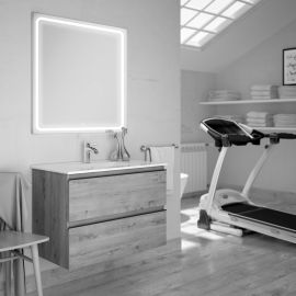 Meuble de salle de bain TOURA Cosynéo simple vasque 2 tiroirs et miroir Led VELDI 80 cm - INGBLTOURA80VELDI pas cher Principale M