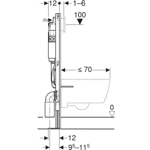 Bâti-support DUOFIX pour WC suspendu 112cm avec réservoir à encastrer Delta 12cm autoportant - GEBERIT - 457.565.00.3 pas cher Secondaire 1 L