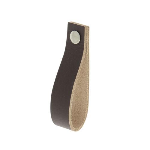 Bouton ou poignée tirette entraxe 128 mm cuir finition marron foncé CADAP PB0528/25S photo du produit Principale L