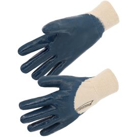 Lot 10 paires de gants nitrile enduction lourde écru/bleu T9 - SINGER - NBR132609 pas cher Principale M