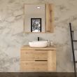 Meuble de salle de bain KING 80cm avec vasque Zeus - 2 tiroirs et un placard et miroir armoirette roble - COSYNEO - REICENTREKING80ZEUSA pas cher