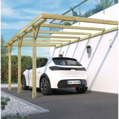 Carport en bois adossé HENRI pour 1 voiture 13,2 m² FOREST STYLE 2148 photo du produit Secondaire 2 L