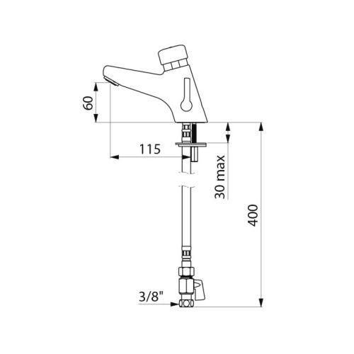 Mitigeur de lavabo temporisé TEMPOMIX 2 chromé avec robinet d'arrêt DELABIE 700000 photo du produit Secondaire 1 L