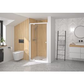 Paroi douche porte pivotante SUPRA P profilé blanc verre transparent 90cm - KINEDO - PA1522BTN pas cher Principale M