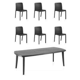 Ensemble de 6 chaises GRANA + table extensible ATLANTIC anthracite Shaf pas cher Principale M