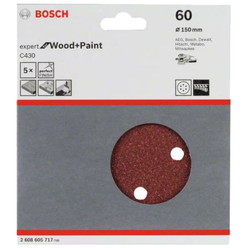 Disque abrasif D 150 mm C430 Expert for Wood and Paint BOSCH 2608605717 photo du produit Secondaire 1 L