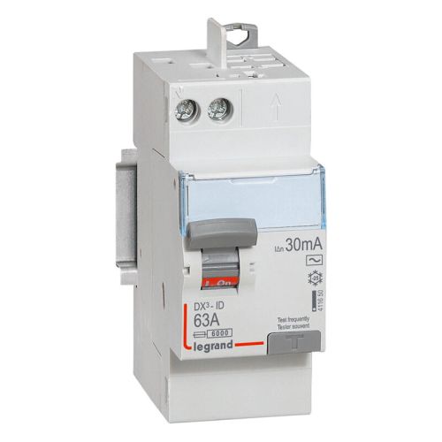 Interrupteur différentiel DX³-ID 2P 63A 30mA 2 modules - LEGRAND - 411650 pas cher Principale L