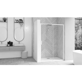 Parois de douche SMART DESIGN coulissant 157-170cm profilé blanc avec verre transparent - KINEDO - PA9217BTNE pas cher Principale M