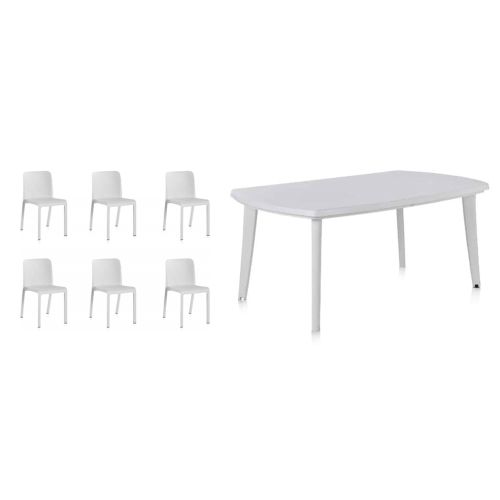 Ensemble de 6 chaises GRANA + table blanche extensible ATLANTIQUE - SHAF pas cher