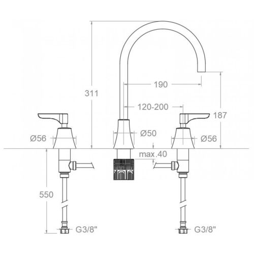 Mélangeur de lavabo bec haut mobile ADAGIO chromé 3 trous 914202ML - RAMON SOLER - 91A306101 pas cher Secondaire 1 L