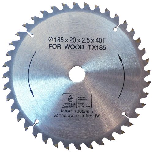 Lame TCT 185 x 20 mm 40 dents pour bois FARTOOLS 115834 photo du produit Principale L