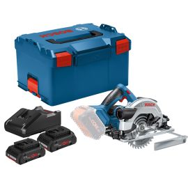 Scie circulaire 18V Bosch GKS 18V-57 G + 2 batteries Procore 4 Ah + chargeur GAL 18V-40 + L-BOXX - 06016A210Q pas cher Principale M