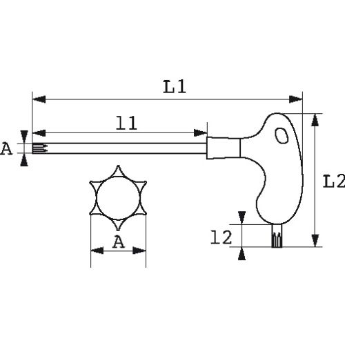 Clés mâles Resistorx® T20 avec poignée en L - SAM OUTILLAGE - 59-PTX20 pas cher Secondaire 2 L