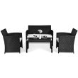 Salon de jardin CUBA acier noir 2 fauteuils 1 banc 1 table - TE08 pas cher Secondaire 1 S
