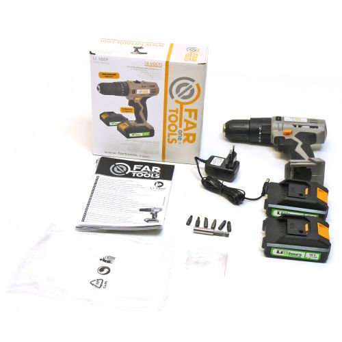 Perceuse-visseuse à percussion 18 V LI 180PB + 2 batteries 1,3 Ah Li-ion + chargeur FARTOOLS ONE 215118 photo du produit