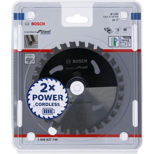 Lame de scie circulaire Standard for Steel 136 x 20 x 1,6 mm pour scies sans fil BOSCH 2608837746 photo du produit Secondaire 8 L