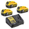 Pack de 3 batteries 5Ah avec chargeur multi-voltages en boîte carton DEWALT DCB115P3 photo du produit