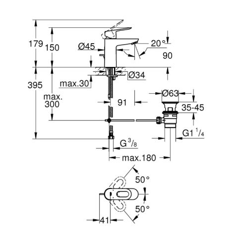 Mitigeur de lavabo START LOOP Taille S monocommande GROHE 23349-000 photo du produit Secondaire 1 L