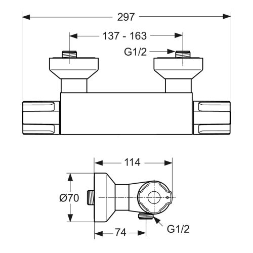 Mitigeur de douche thermostatique mural SCT OLYOS CLINIC Ch3 en laiton chromé - IDEAL STANDARD - D2439AA pas cher Secondaire 1 L