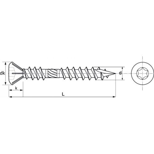 Boîte de 200 vis terrasse à tête fraisée bombée Torx double filetage A4 5x60mm - ACTON - 643275X60 pas cher Secondaire 3 L