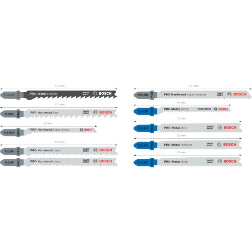 Coffret de 10 lames de scie sauteuse Pro bois et métal BOSCH 2607011943 photo du produit Secondaire 1 L
