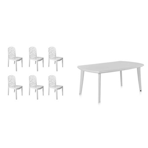 Ensemble de 6 chaises FLORA + table blanche extensible ATLANTIQUE - SHAF pas cher