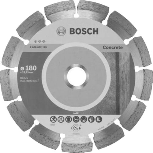 Disque à tronçonner diamanté Standard For Concrete 180x22,23x2x10mm - BOSCH - 2608602199 pas cher