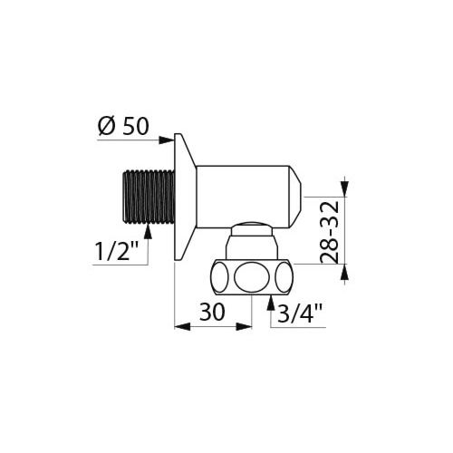 Raccord équerre de robinet douche STOP M1/2 F3/4 DELABIE 836020 photo du produit Secondaire 1 L