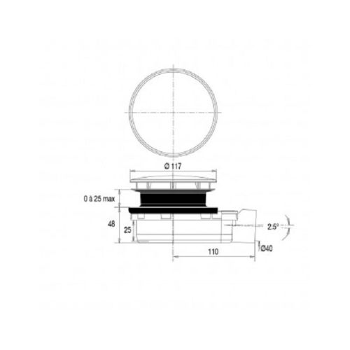 Bonde de douche Smart ultra-plate pour receveur D 90 mm VALENTIN 57680000000 photo du produit Secondaire 1 L