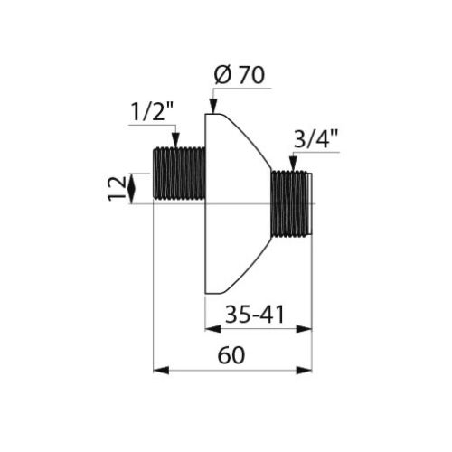 Raccords décalés standards longueur 60mm chromé mâle 1/2''x3/4'' - DELABIE - 856027.2P pas cher Secondaire 1 L