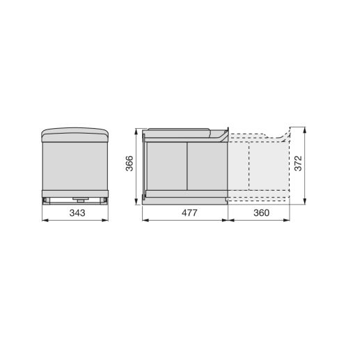 Poubelle à extraction automatique 16 L + 2 x 7,5 L - EMUCA - 8038221 pas cher Secondaire 1 L