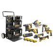 Pack 8 outils 18 V XR (DCD996 + DCF887 + DCS570 + DCS355 + DCL050 + DCG405 + DCH273 + DCS367) + 4 batteries 5 Ah + chargeur + 3 coffrets TOUGHSYSTEM DEWALT DCK853P4-QW photo du produit