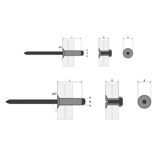 Rivet en aluminium C14 acier tête large 4,8x12mm 250 pièces - SCELL-IT - ASL4812 pas cher Secondaire 1 L