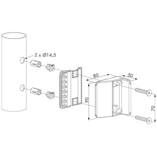 Gâche pour serrure de piscine TWIST 40 - pour poteau rond diamètre 60 mm - LOCINOX - STR60QF pas cher Secondaire 1 L