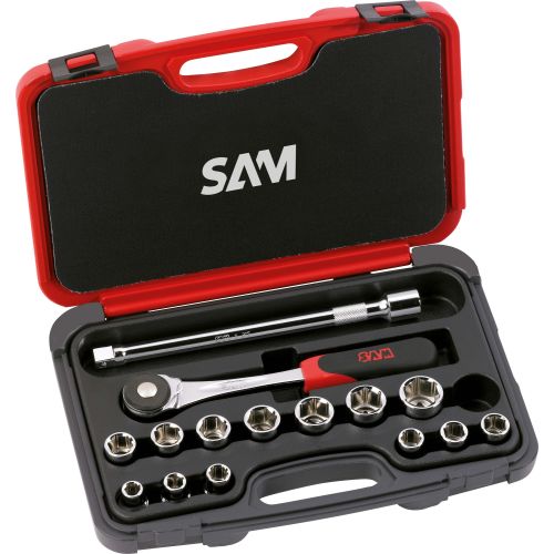 Coffret 1/2'' de 15 outils Sam outillage 6 pans en mm - 75-SH15P photo du produit Principale L