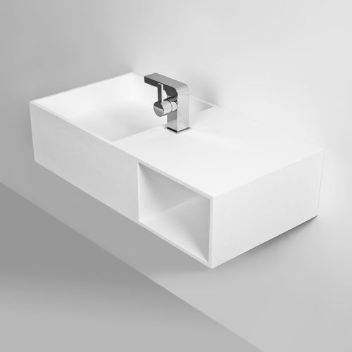 Vasque suspendue KUBE 80 MATE Solid Surface 80x40 - THALASSOR - KUBE80 pas cher Secondaire 5 L