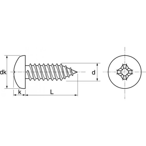 Vis à tôle tête cylindrique bombée Phillips A2 DIN 7981 2,9X6,5 boîte de 200 ACTON 624062,9X6,5 photo du produit Secondaire 1 L