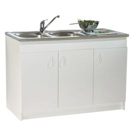 Meuble sous-évier mélaminé SIM'HYDRO 3 portes 1200x600mm - NEOVA - S12N43120H pas cher Principale M