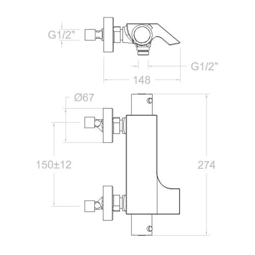 Mitigeur bain-douche thermostatique URBAN CHIC chromé 213901S - RAMON SOLER - 21C302414 pas cher Secondaire 1 L