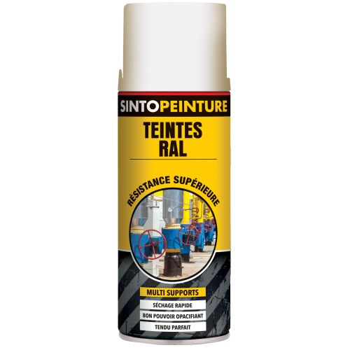 Aérosol blanc satiné RAL9010 400ml peinture de maintenance - SINTO - 920390 pas cher