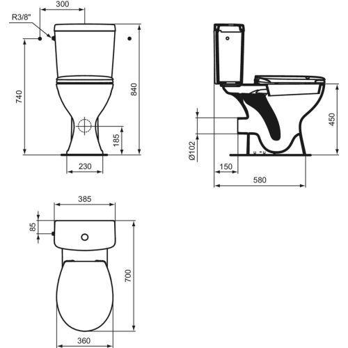 Pack WC NOE surélevé PMR 70x38,5cm - PORCHER - E905701 pas cher Secondaire 1 L