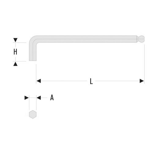 Clé mâle longue à tête sphérique diamètre 9mm longueur 160mm - FACOM - 83SH.9 pas cher Secondaire 2 L