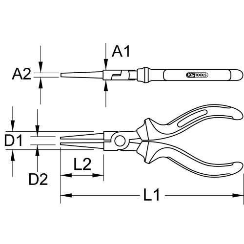 Pince à bec BERYLLIUMPLUS rond 160 mm KS TOOLS 962.0625 photo du produit Secondaire 1 L
