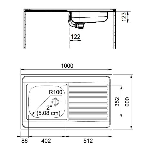 Evier monocuve inox MAN711-1000 avec égouttoir 1000 x 600 cm à poser FRANKE 013939 photo du produit