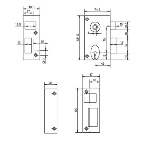 Serrure monopoint en applique 6 gorges verticale fouillot R/70 gauche - METALUX - FD805R2020 pas cher Secondaire 1 L