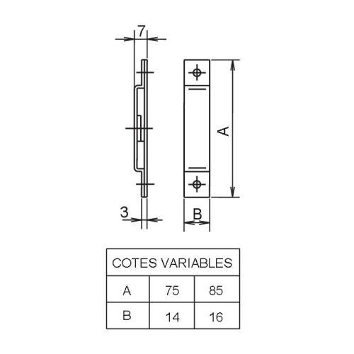 G&acirc;che pour batteuse en applique 4573/75 largeur 14 mm acier DOM F3G5736100 photo du produit Secondaire 1 L