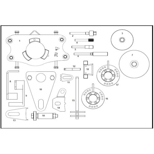 Module d'outils de calage RENAULT - FORD &ndash; PSA 17 pi&egrave;ces KS TOOLS 711.1117 photo du produit Secondaire 1 L