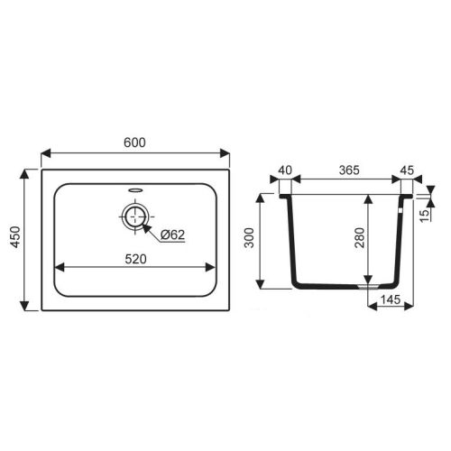 Cuve de laboratoire &agrave; encastrer PUBLICA 600 x 450mm - GEBERIT - 5930000 pas cher Secondaire 1 L