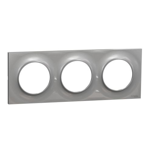 Plaque ODACE Styl aluminium 3 postes horizontal/vertical entraxe 71mm - SCHNEIDER ELECTRIC - S520706E pas cher
