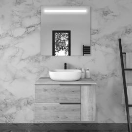 Meuble de salle de bain KING Cosyn&eacute;o avec avec vasque Zeus - 2 tiroirs et un placard et miroir Led STAM pas cher Principale M